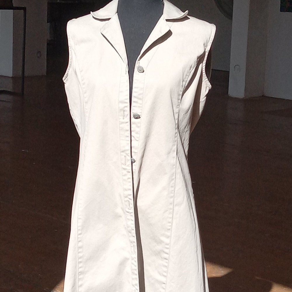 Thick cotton/denim cream button down maxi dress - Picture 4 of 6